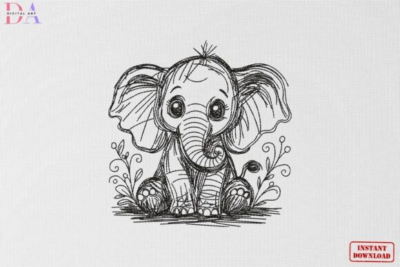 Cute Baby Elephant Sketch Animal Art Review