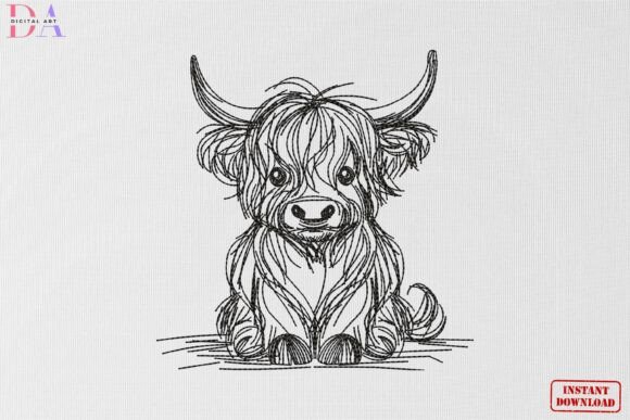 Cute Highland Cow Sketch Animal Review